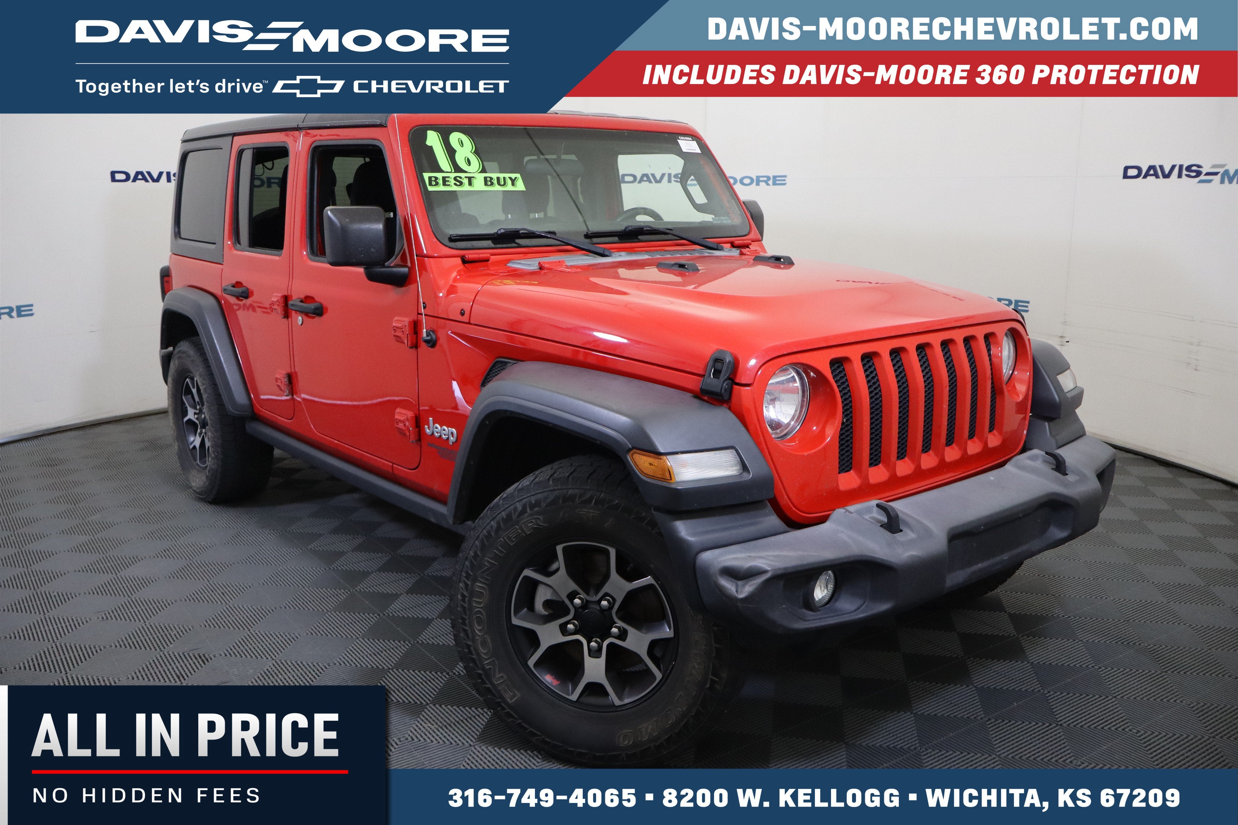 2018 Jeep Wrangler Unlimited Sport S 4x4 in Red — front three-quarter view