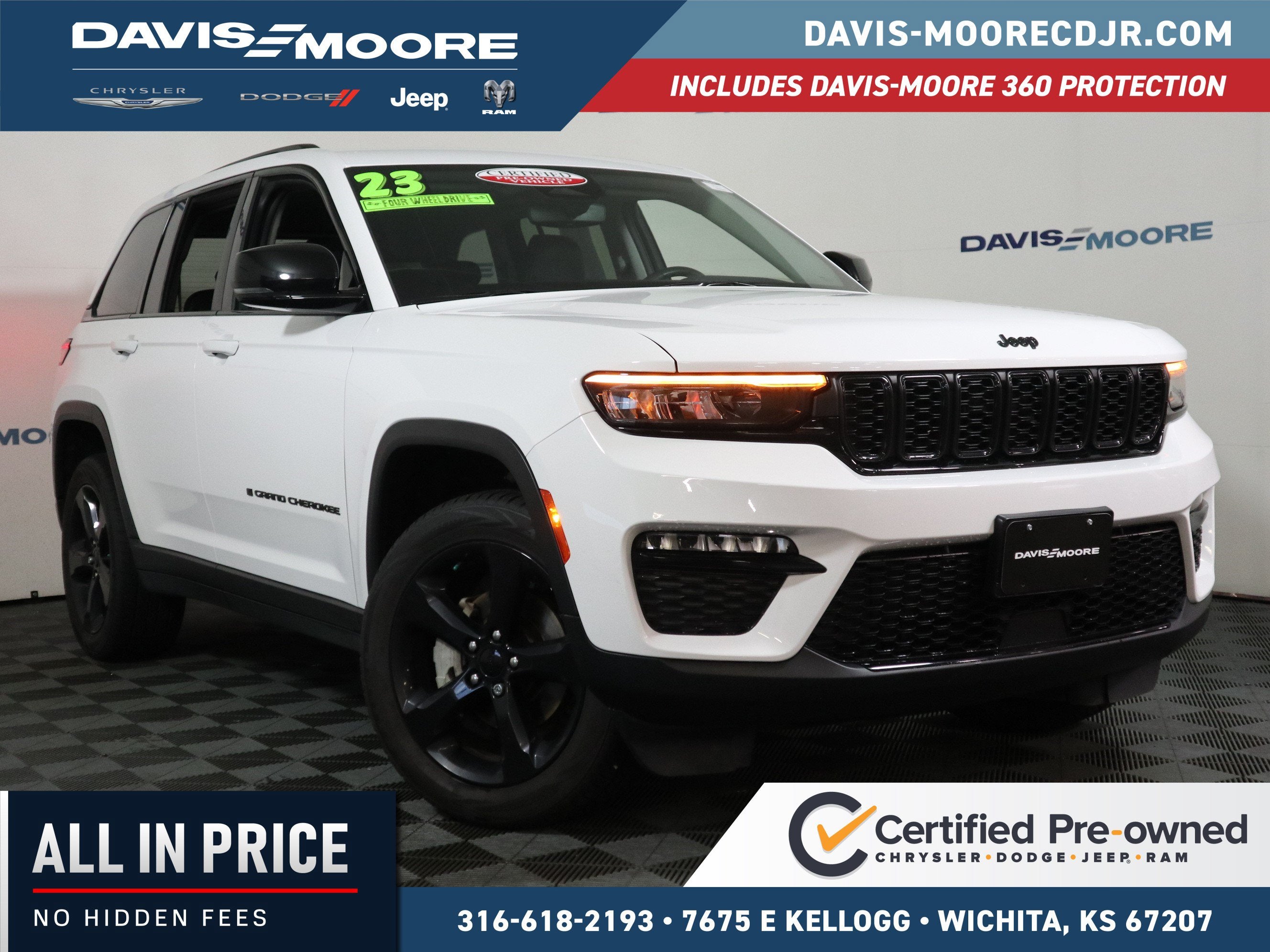 2023 Jeep Grand Cherokee Limited 4x4 in White — front three-quarter view