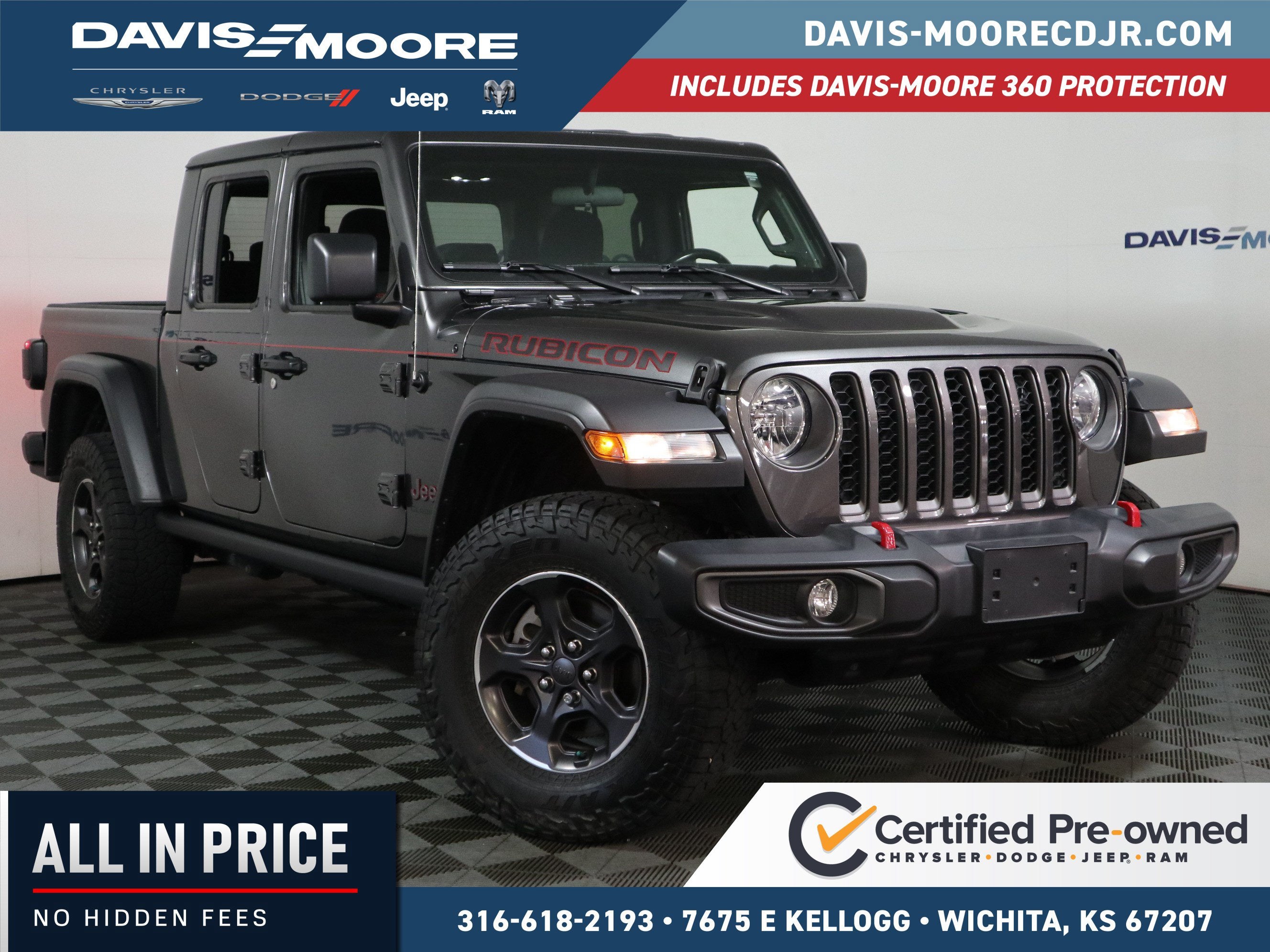 2021 Jeep Gladiator Rubicon 4x4 in Gray — front three-quarter view