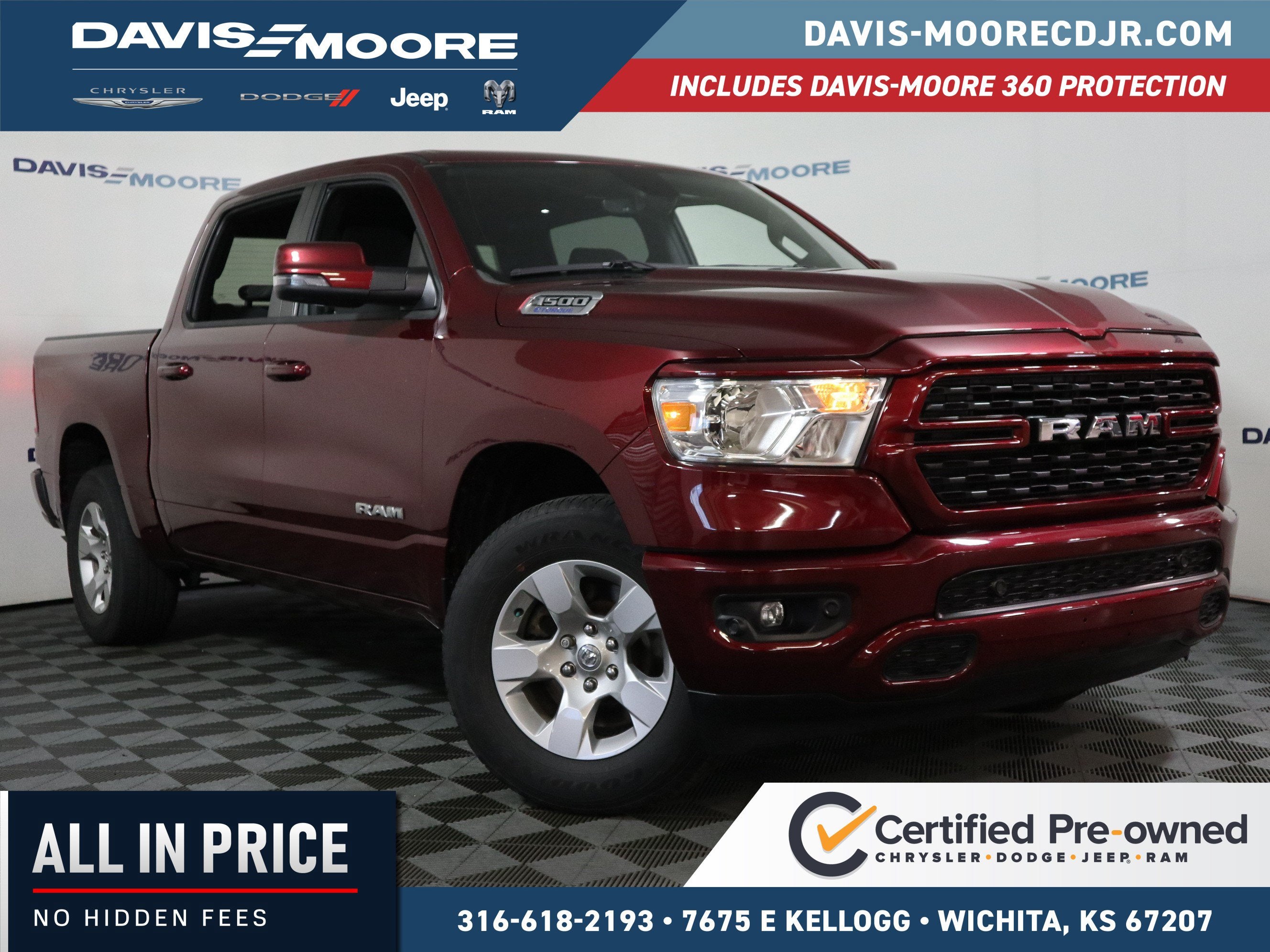 2023 RAM 1500 Big Horn Crew Cab 4x4 5'7" Box in Red — front three-quarter view