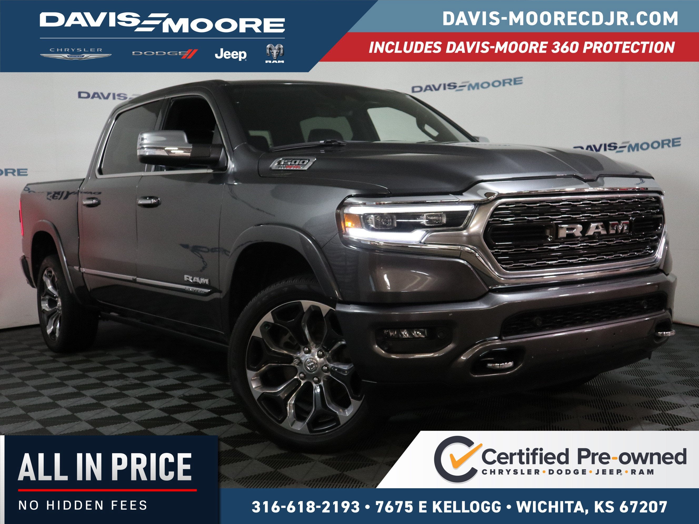 2022 RAM 1500 Limited Crew Cab 4x4 5'7" Box in Gray — front three-quarter view
