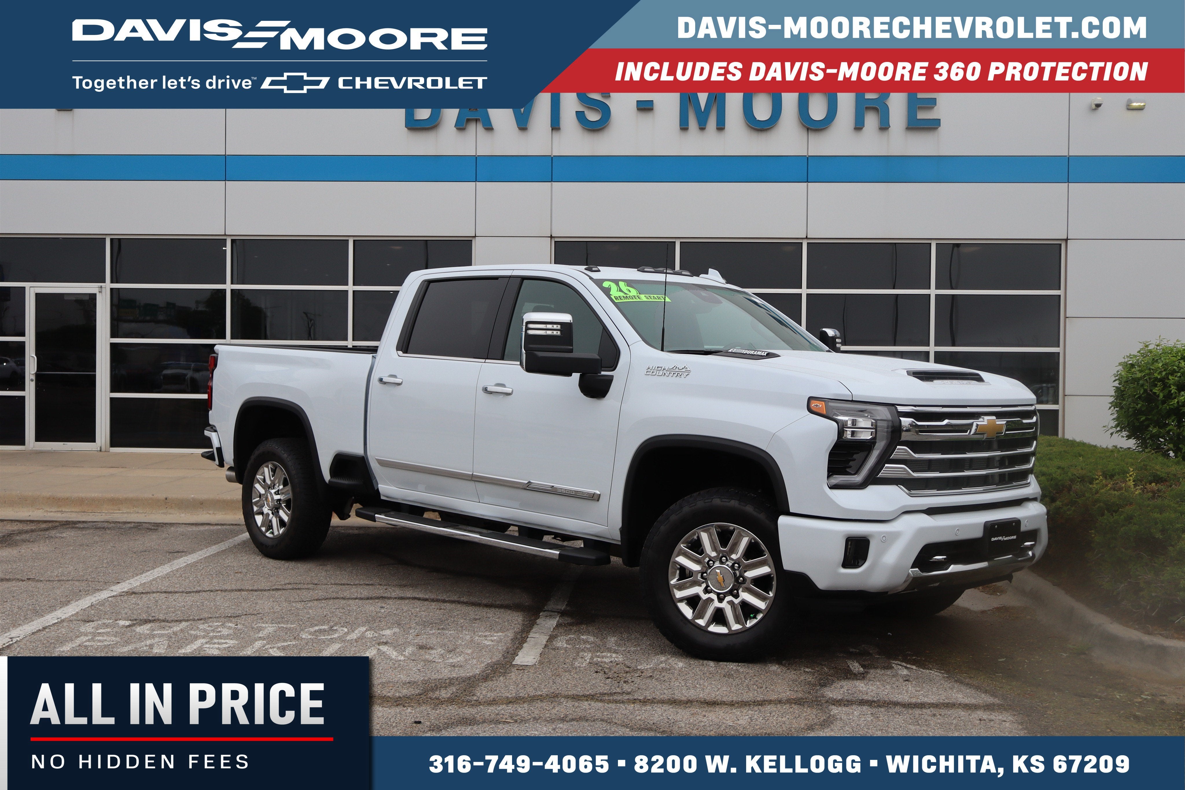 2026 Chevrolet Silverado 3500 HD High Country in Polar White Tricoat — front three-quarter view