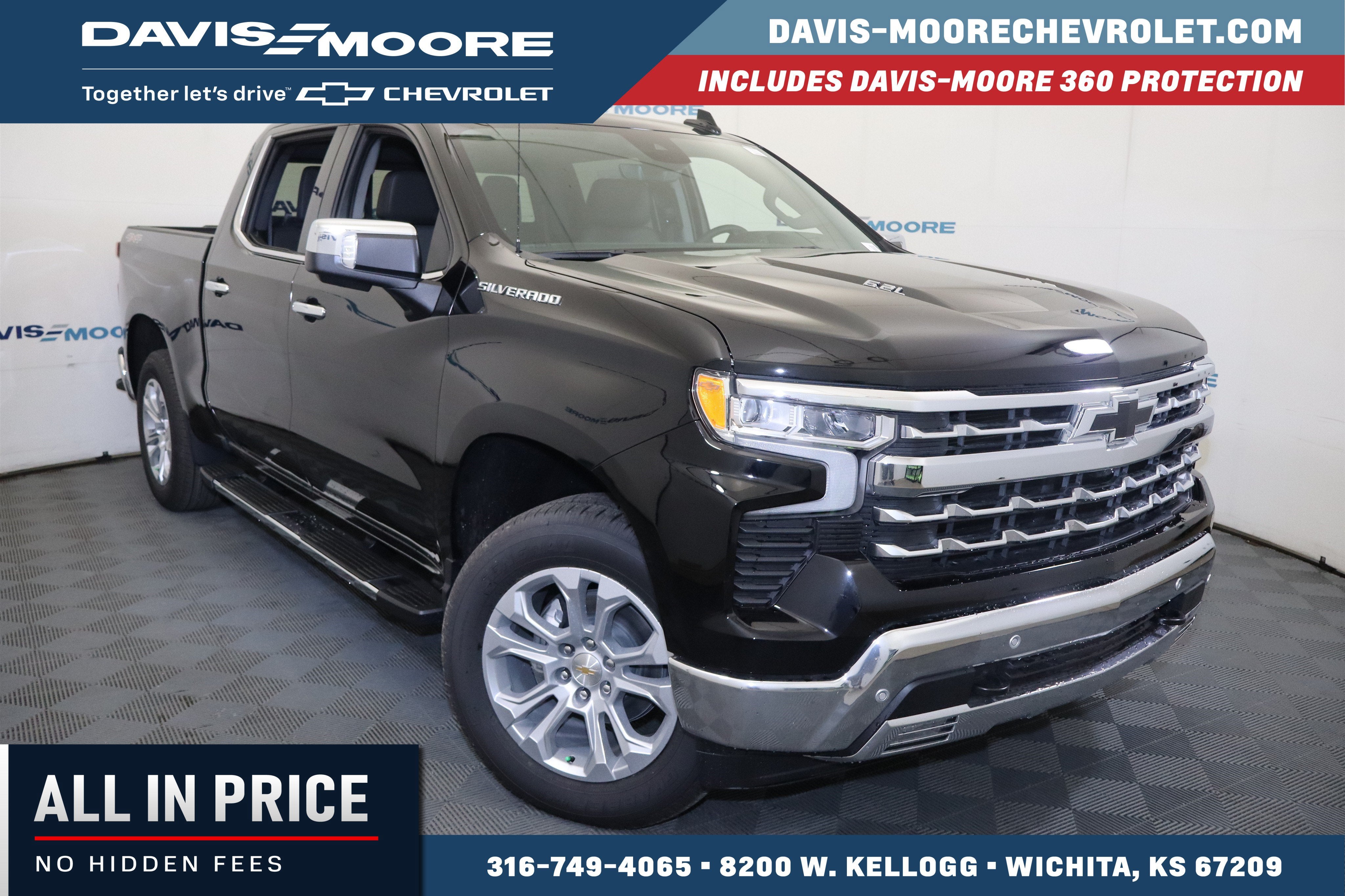 2026 Chevrolet Silverado 1500 LTZ in Black — front three-quarter view