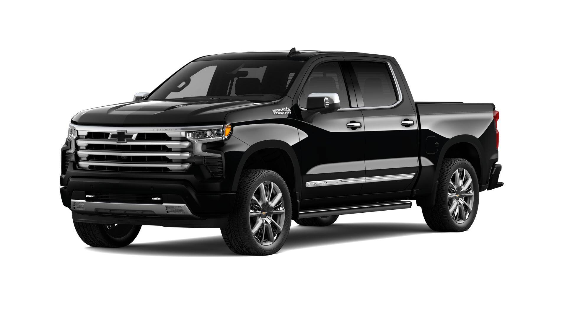 2026 Chevrolet Silverado 1500 High Country in Black — front three-quarter view