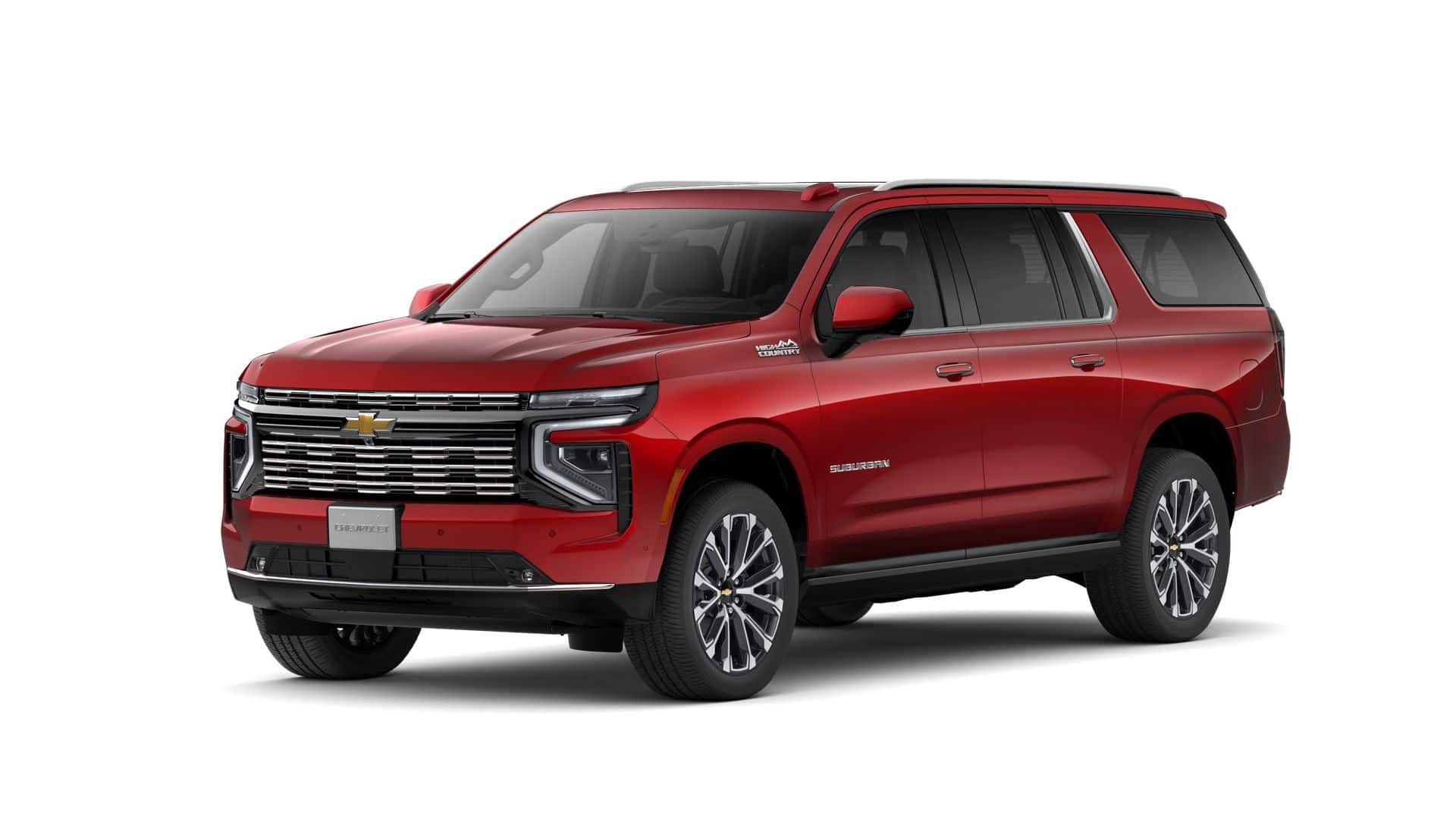 2026 Chevrolet Suburban High Country in Radiant Red Tintcoat — front three-quarter view