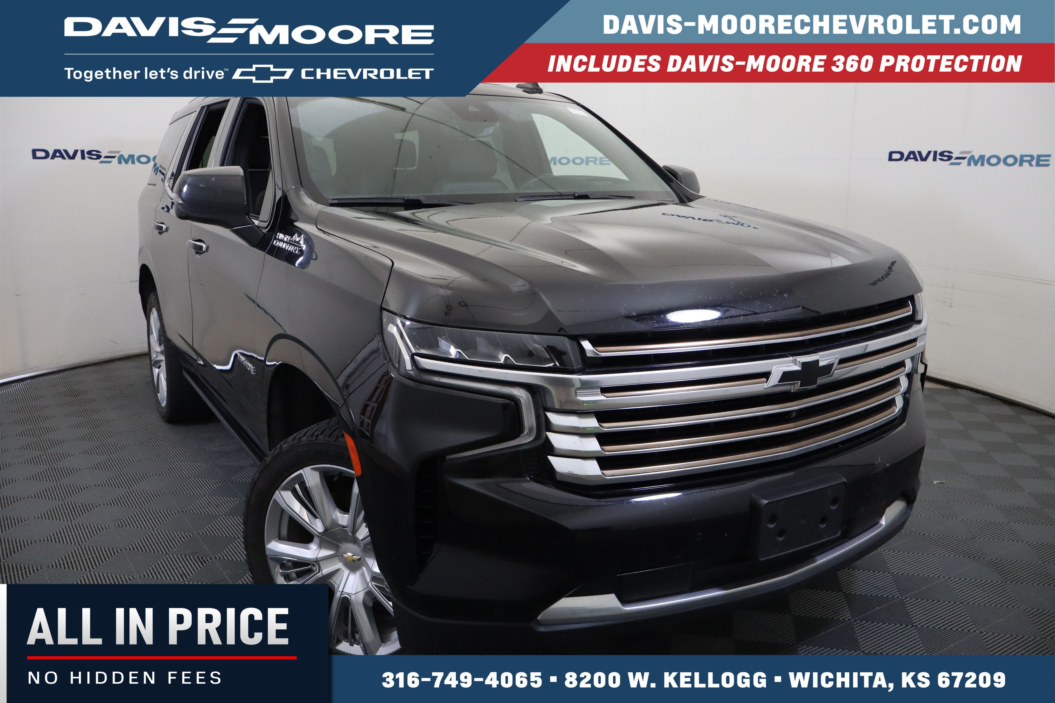 2023 Chevrolet Tahoe High Country in Black — front three-quarter view