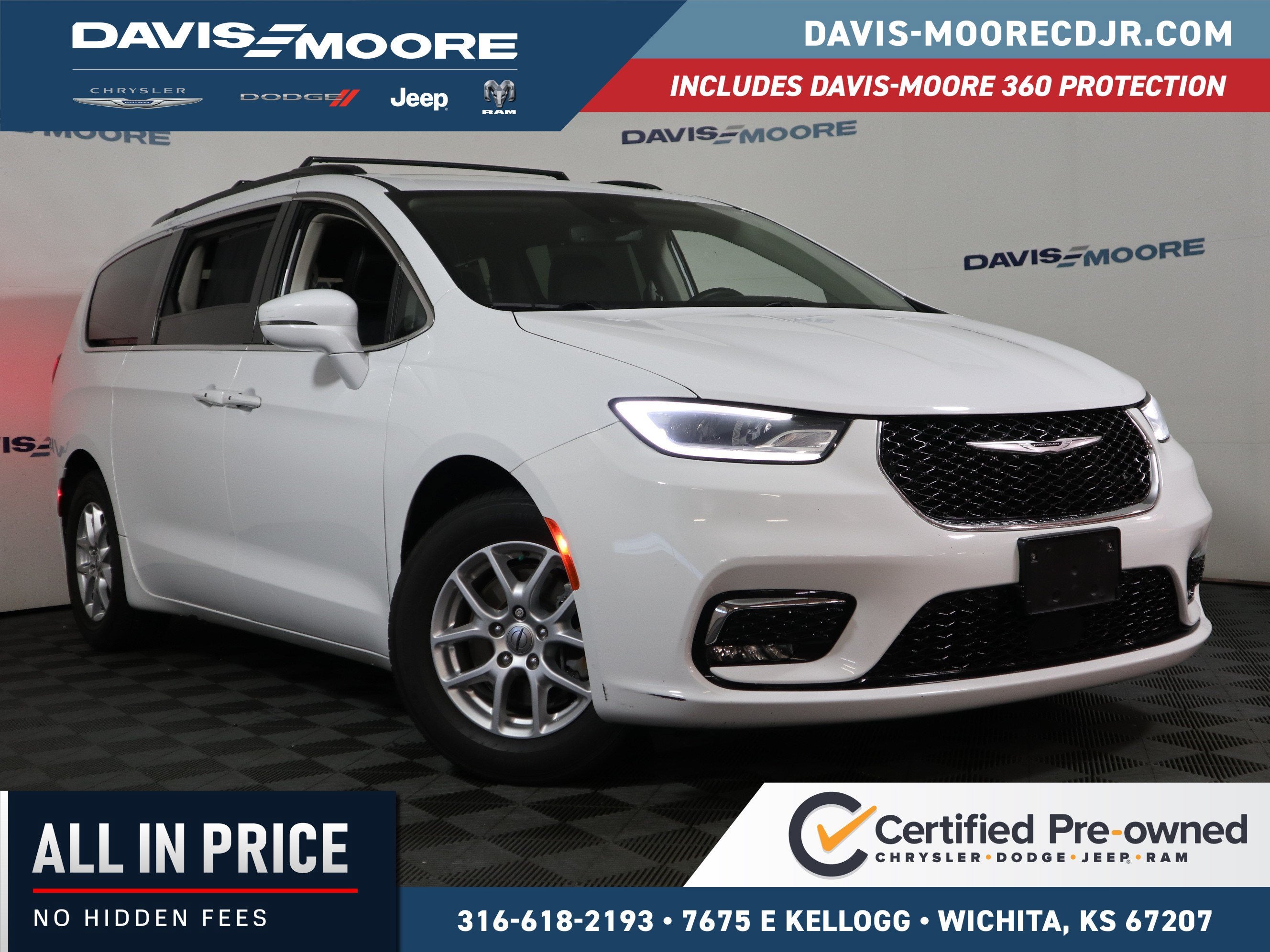 2022 Chrysler Pacifica Touring L in White — front three-quarter view