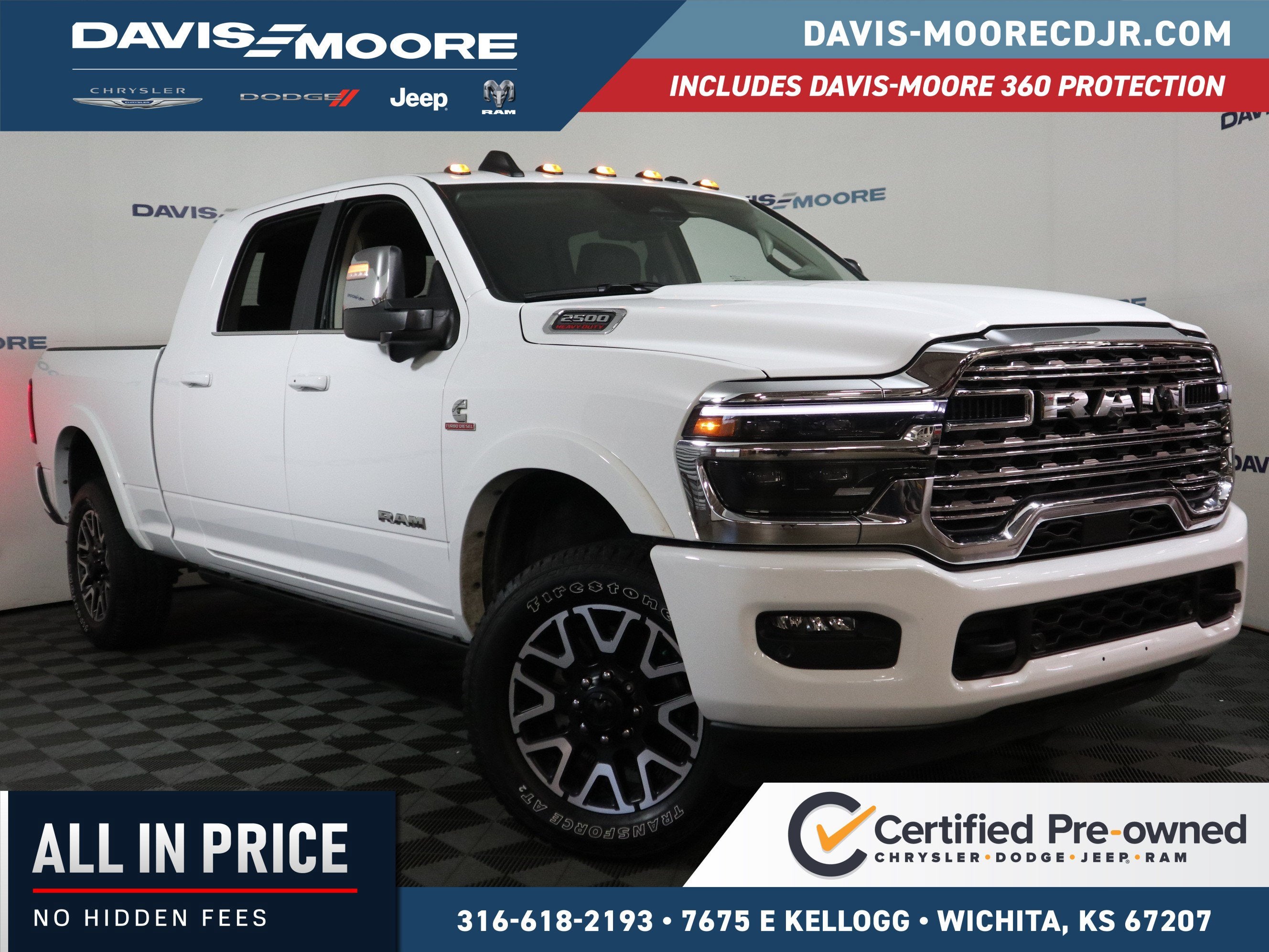 2025 RAM 2500 Limited Longhorn Mega Cab 4x4 8' Box in White — front three-quarter view