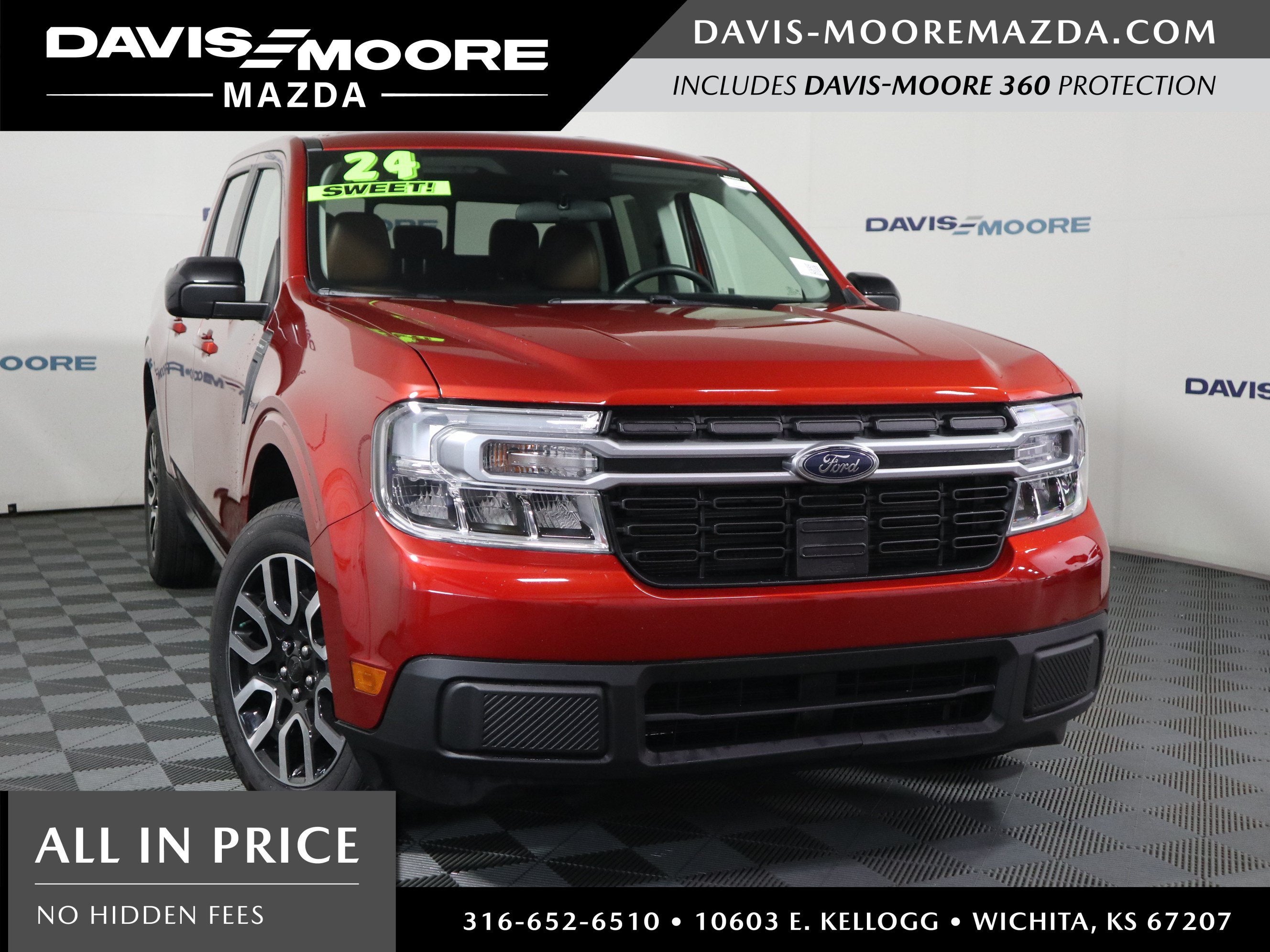 2024 Ford Maverick Lariat in Red — front three-quarter view