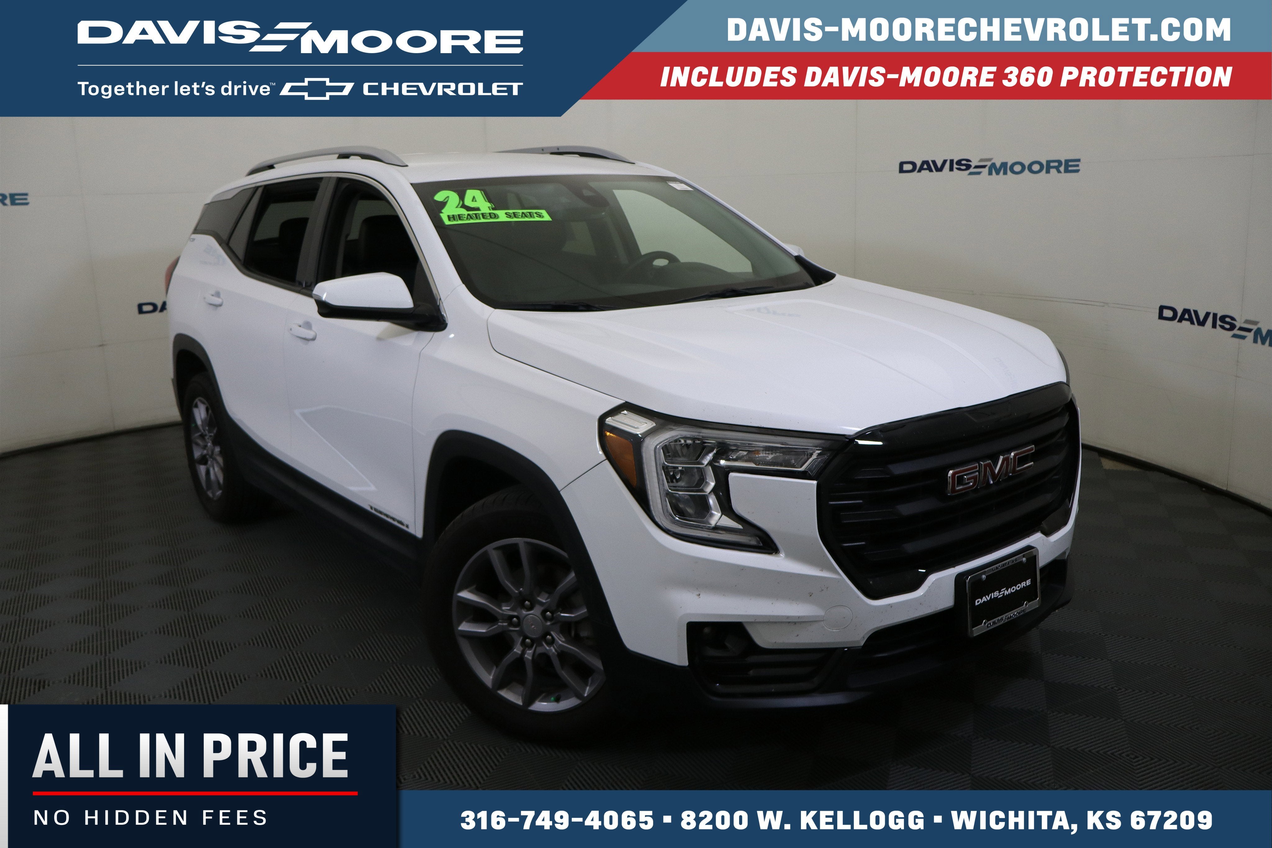 2024 GMC Terrain SLT in Summit White — front three-quarter view