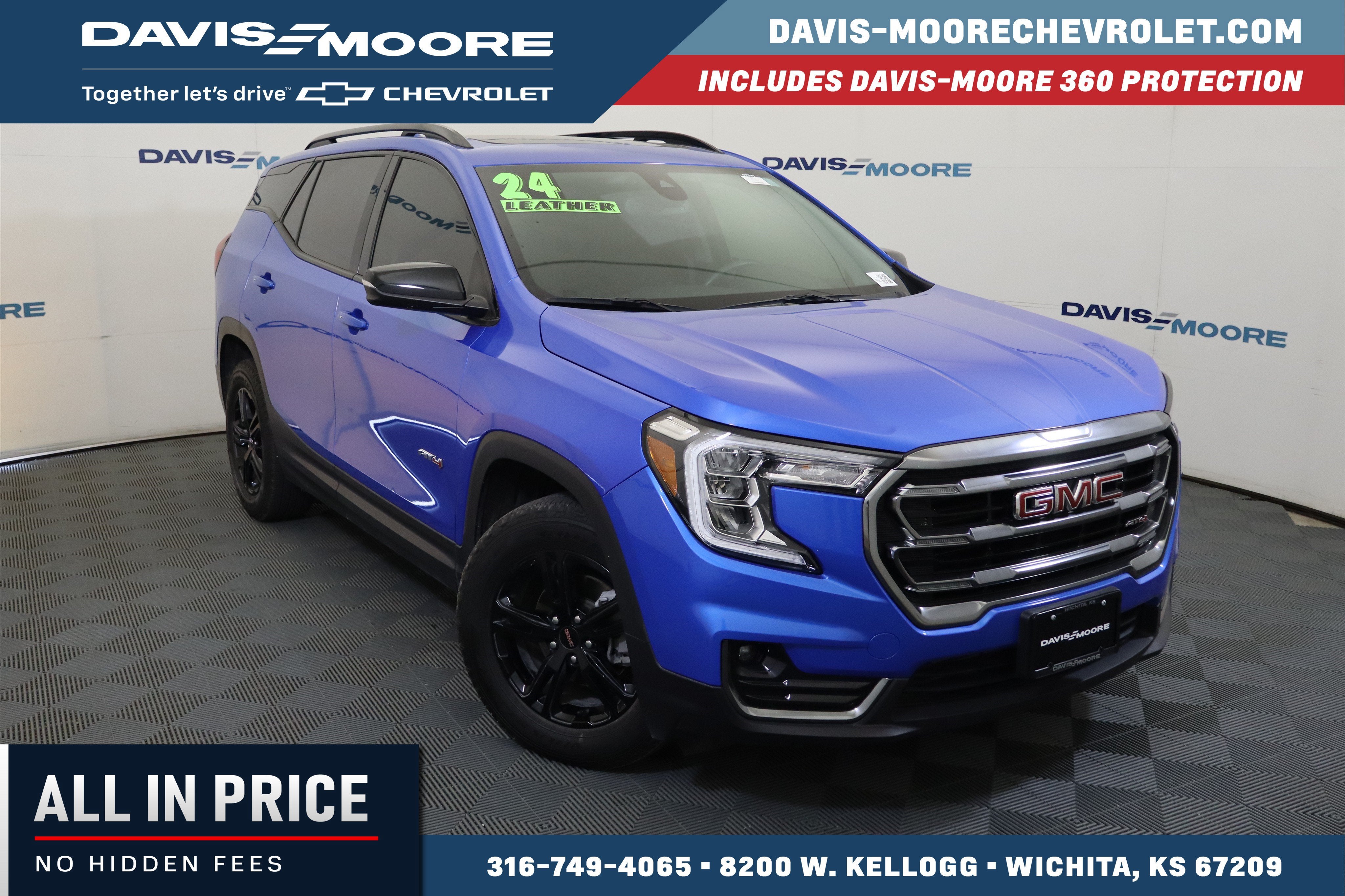 2024 GMC Terrain AT4 in Riptide Metallic — front three-quarter view