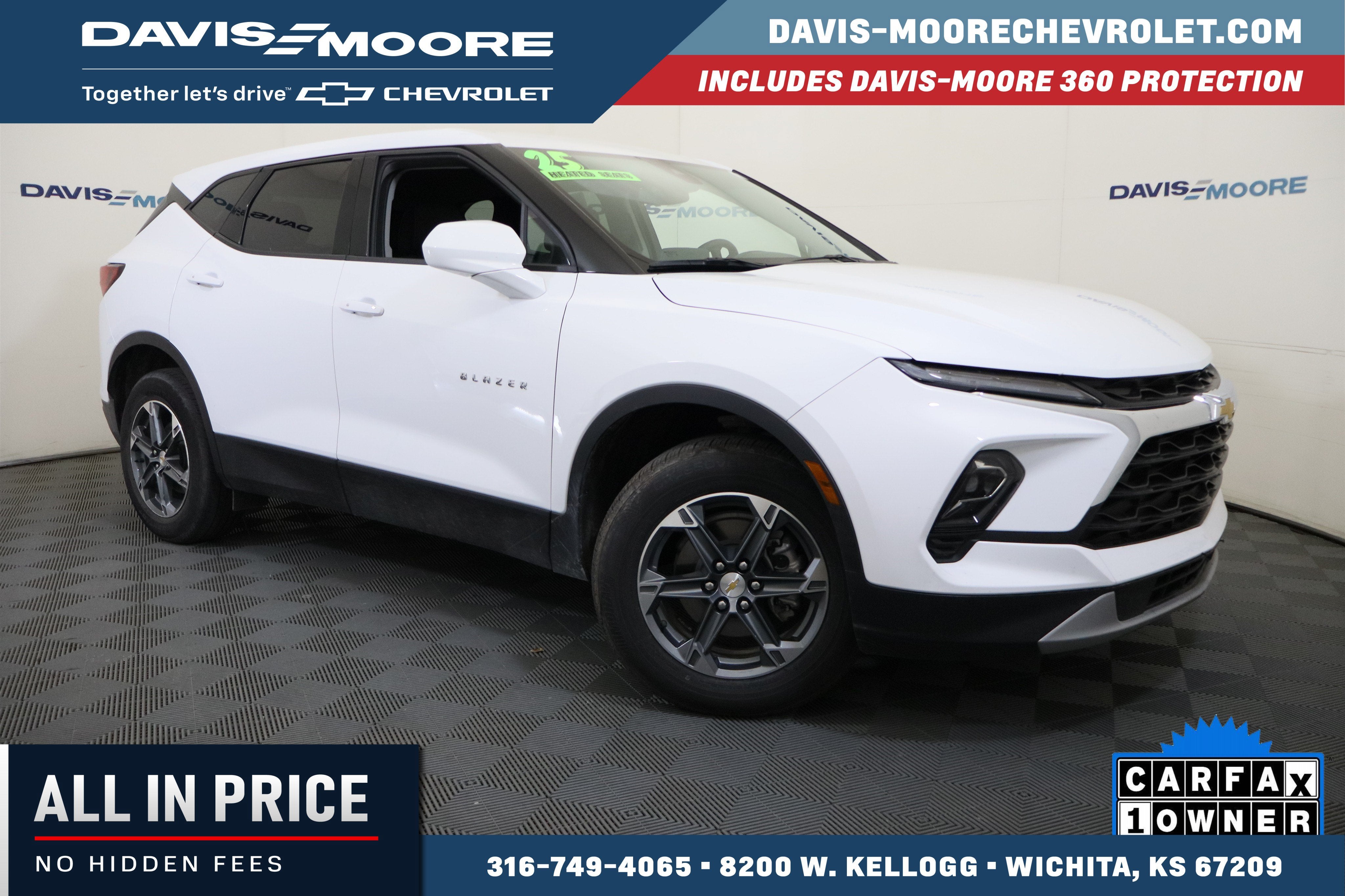 2025 Chevrolet Blazer 2LT in Summit White — front three-quarter view