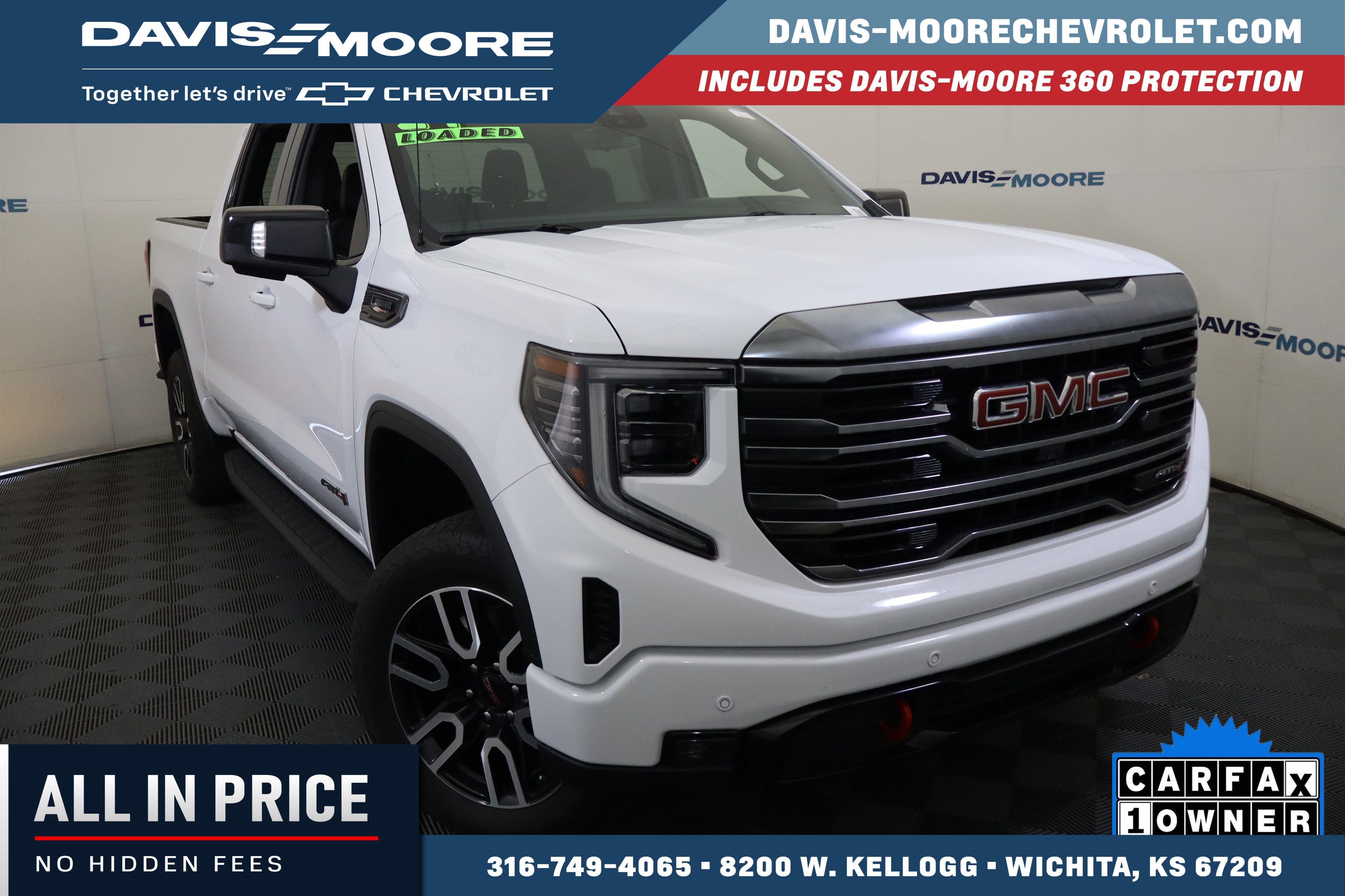 2024 GMC Sierra 1500 AT4 in Summit White — front three-quarter view