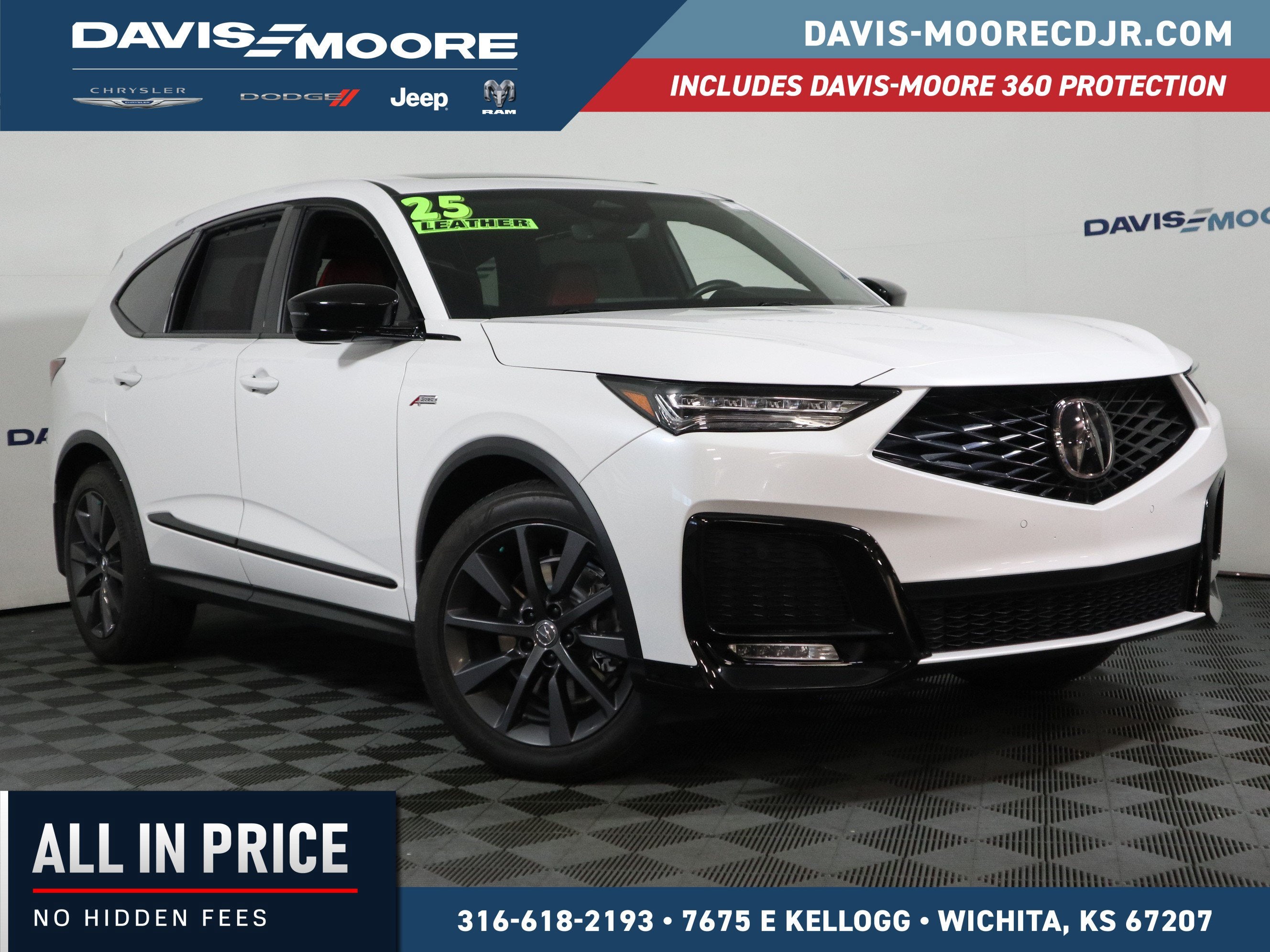 2025 Acura MDX A-SPEC in White — front three-quarter view