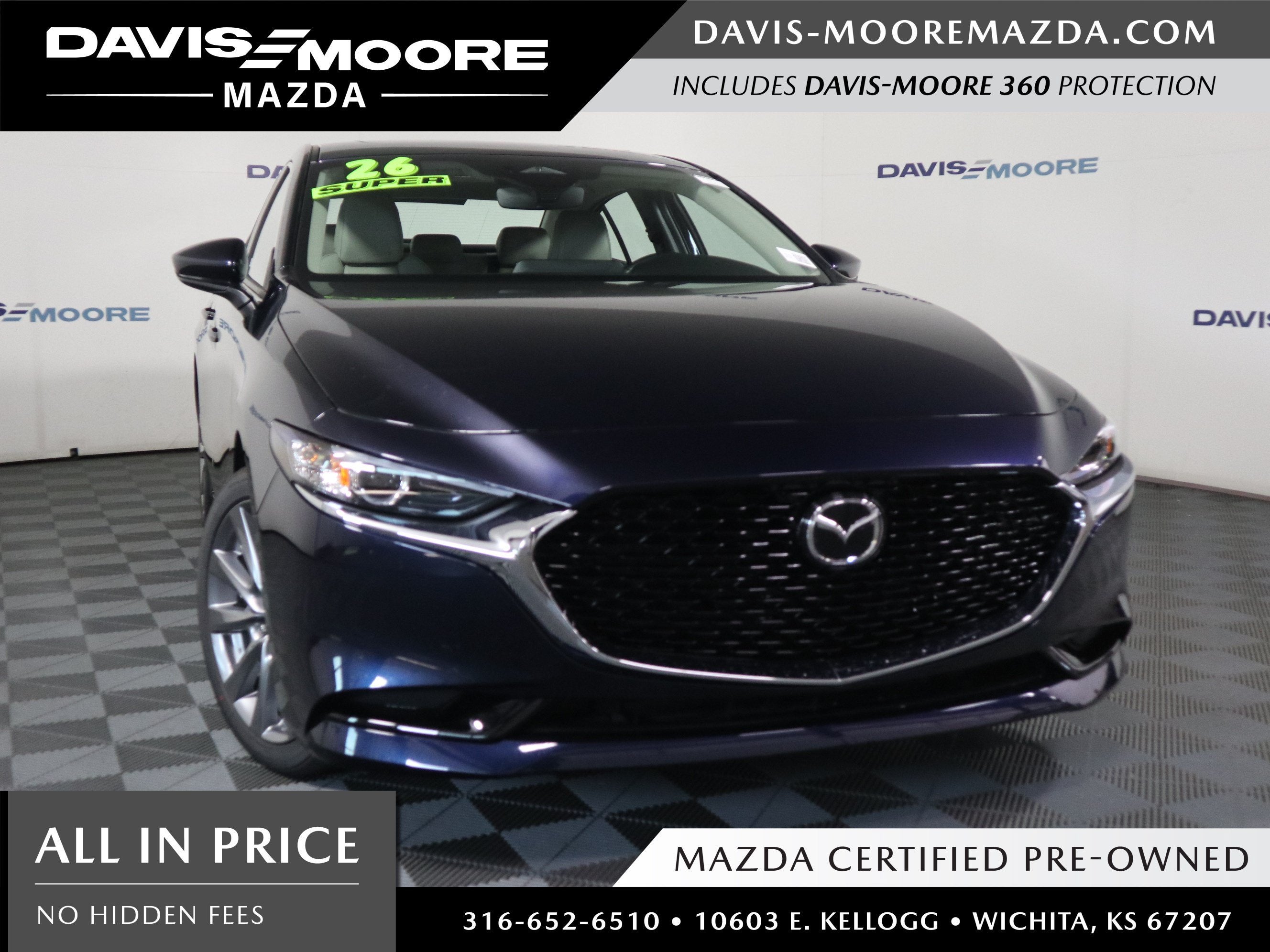 2026 Mazda Mazda3 Sedan 2.5 S Preferred in Blue — front three-quarter view