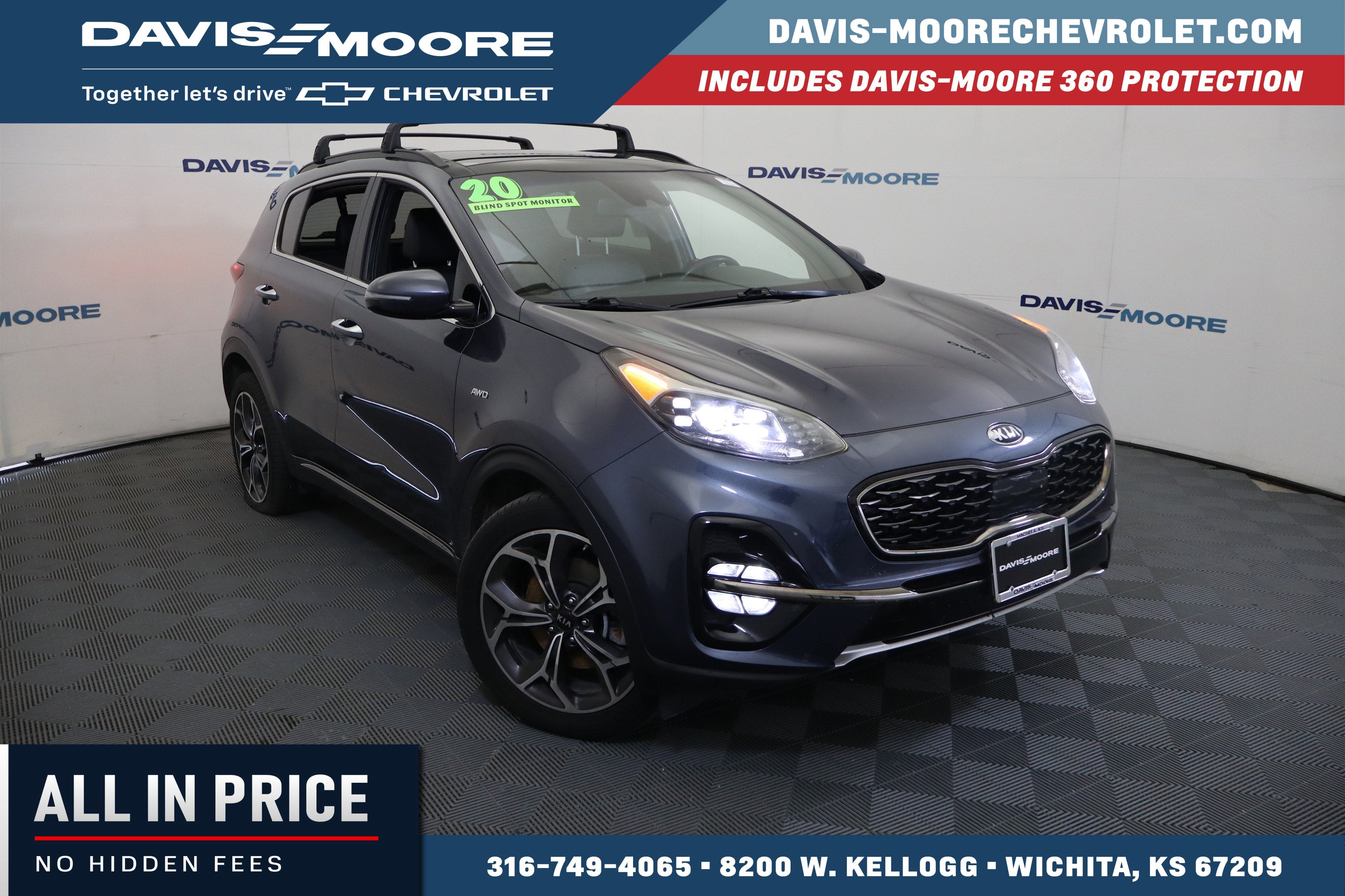 2020 Kia Sportage SX Turbo in Blue — front three-quarter view