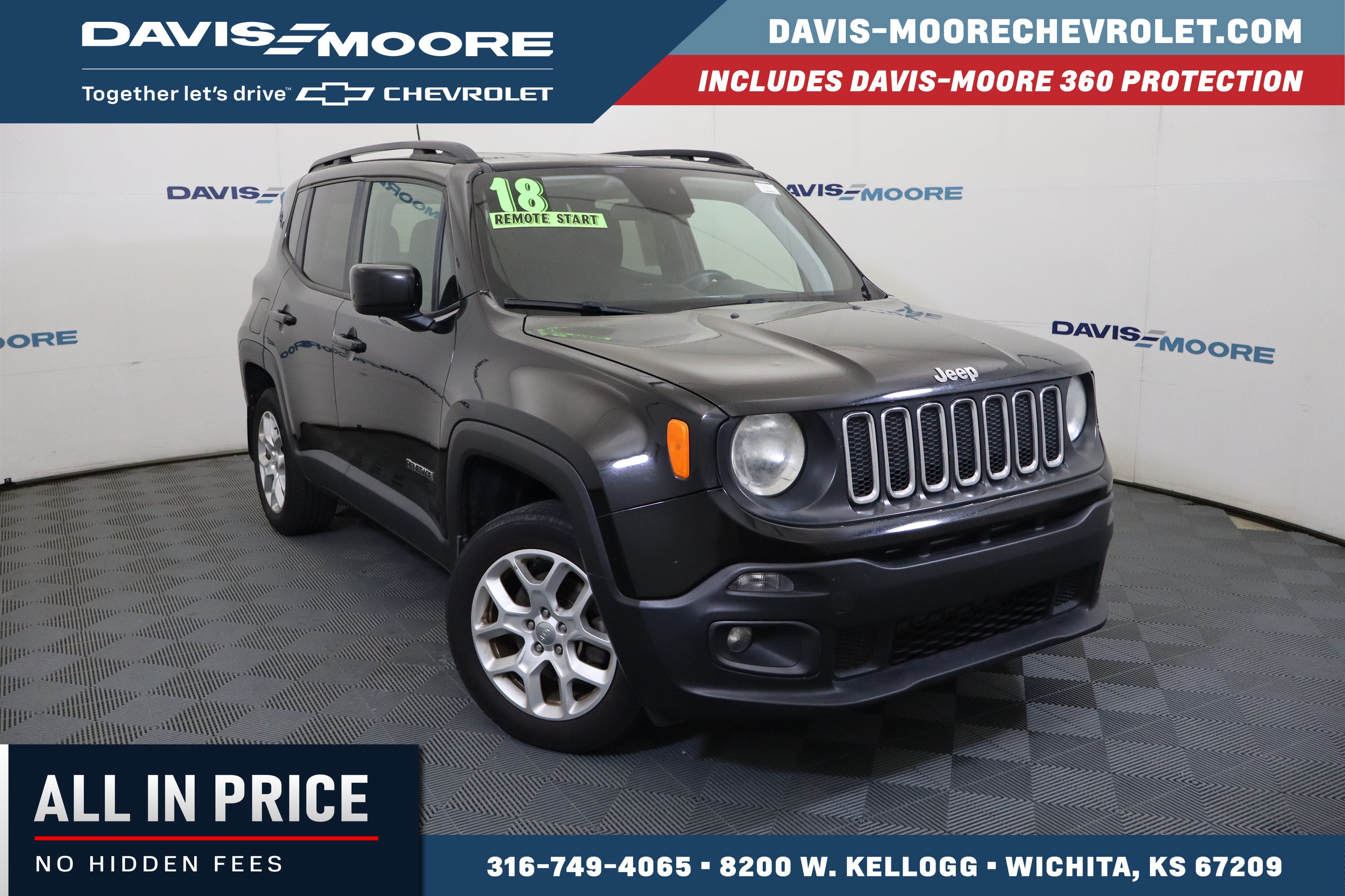 2018 Jeep Renegade Latitude in Black — front three-quarter view
