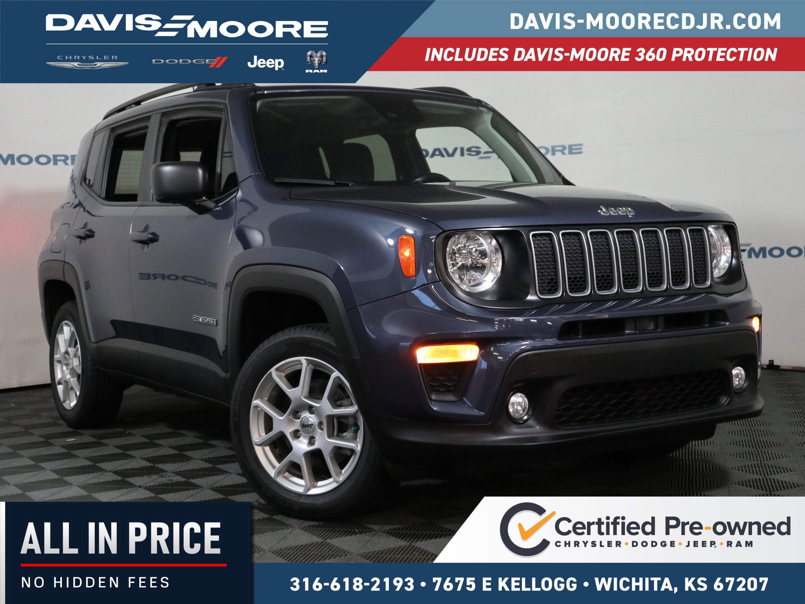 2023 Jeep Renegade Latitude 4x4 in Blue — front three-quarter view